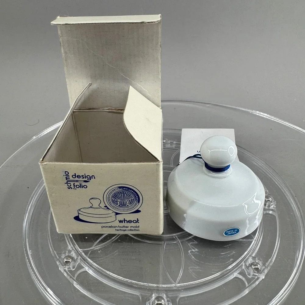 Schmid Heritage Collection Porcelain Butter Mold Wheat Pattern Vintage Japan Box